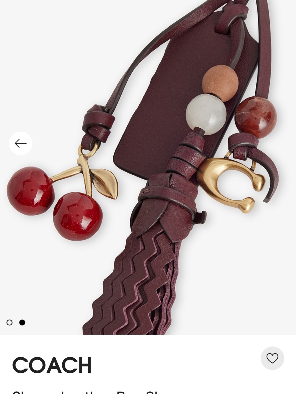 COACH Cherry Heritage Leather bag charm - Picture 8 of 8
